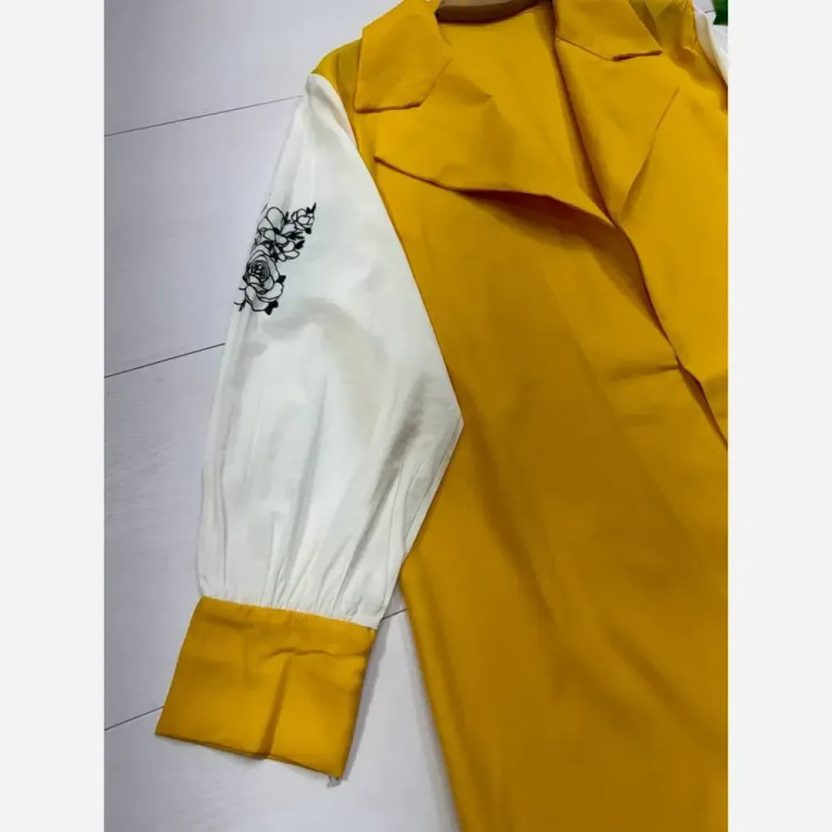 مانتو زنانه مدل پریسا جنس کرپ پلاس آستین داکرون رنگ خردلی فری سایز 38 تا 46