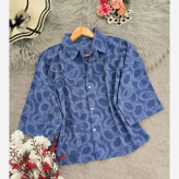شومیز باکسی زنانه مدل لادن جنس کسمه طرحدار فری سایز