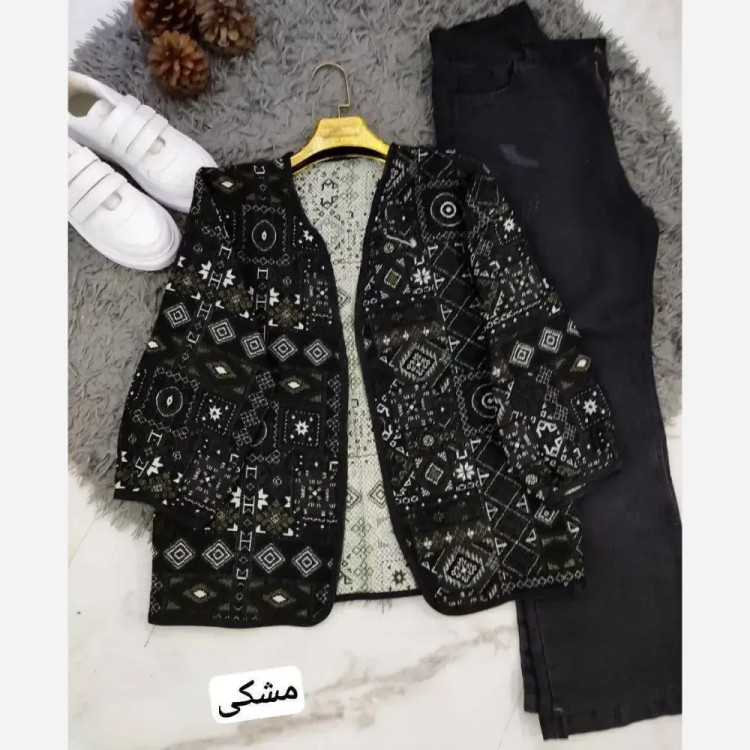 کت گلیمی زنانه جنس تافته سوزن دوزی سنتی فری سایز 36 تا 46