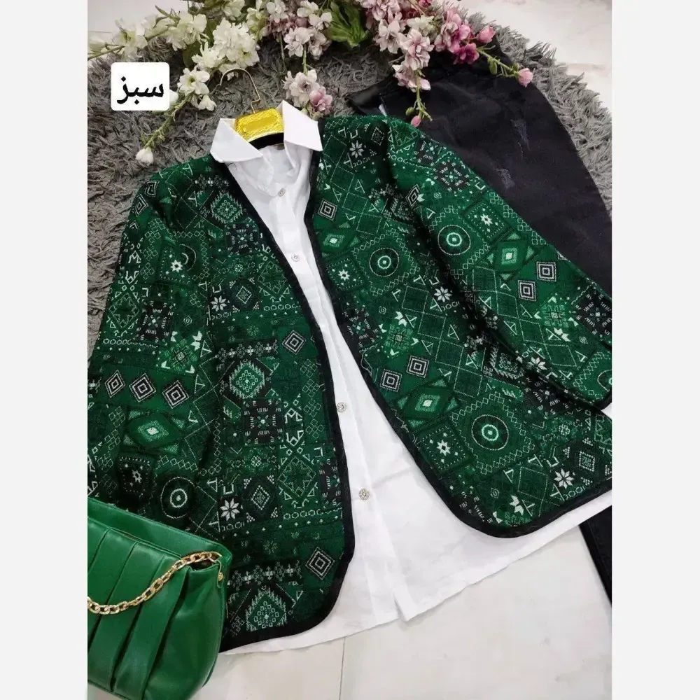 کت زنانه گلیمی جنس تافته سوزن دوزی سنتی فری سایز 36 تا 46