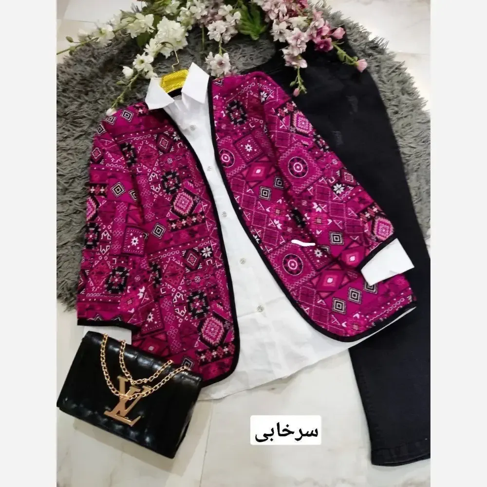 کت گلیمی زنانه جنس تافته سوزن دوزی سنتی فری سایز 36 تا 46
