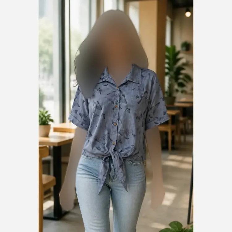 شومیز زنانه مدل گرهای پروانه جنس شانتون وارداتی فری سایز 38 تا 48
