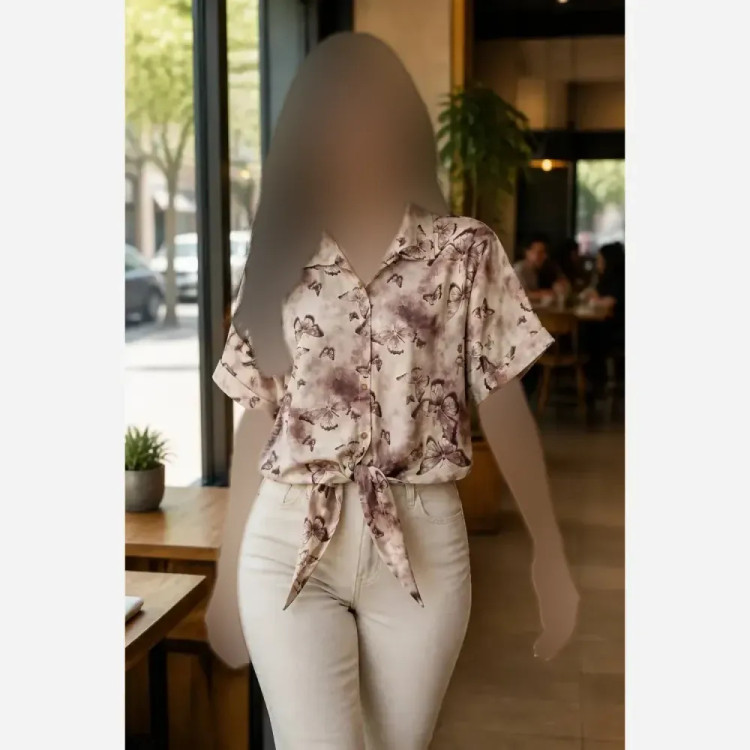 شومیز زنانه مدل گرهای پروانه جنس شانتون وارداتی فری سایز 38 تا 48