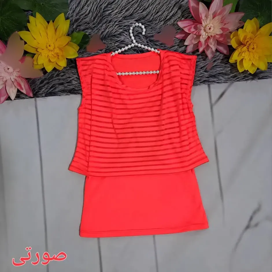 کراپ دو تکه زنانه جنس فلامنت اعلا فری سایز مناسب 36 تا 48