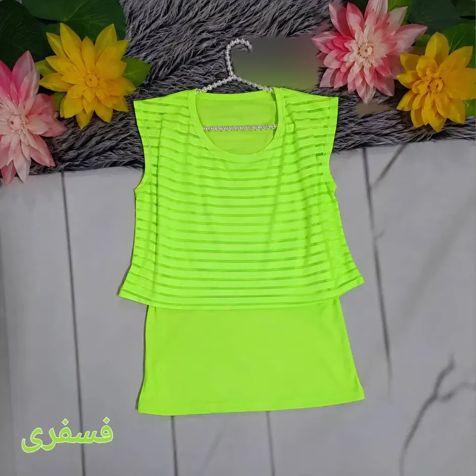 کراپ دو تکه زنانه جنس فلامنت اعلا فری سایز مناسب 36 تا 48