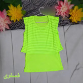کراپ دو تکه زنانه جنس فلامنت اعلا فری سایز مناسب 36 تا 48