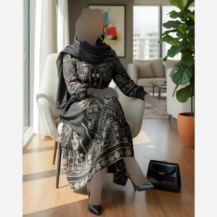 پیراهن سنتی زنانه یقه چین دار جنس بوگاتی فری سایز با کمربند