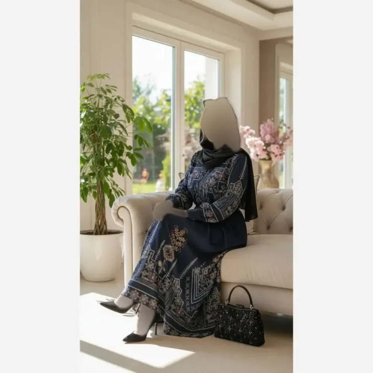 پیراهن سنتی زنانه یقه چین دار جنس بوگاتی فری سایز با کمربند