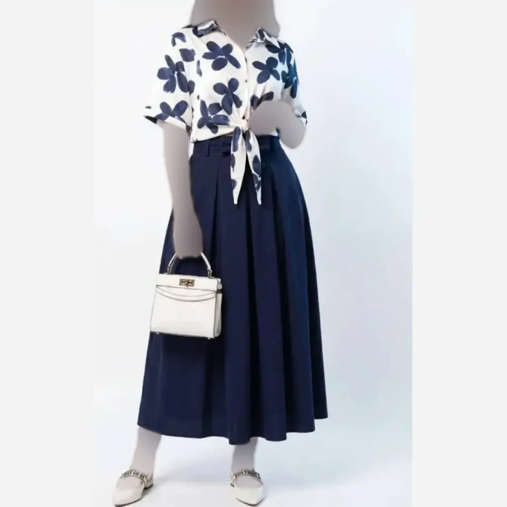 ست شومیز و دامن زنانه مدل سارگل جنس بوگاتی و لنین فری سایز 38 تا 46