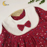 سارافون دخترانه گلگلی یقه دار مناسب 1 تا 3 سال و نیم