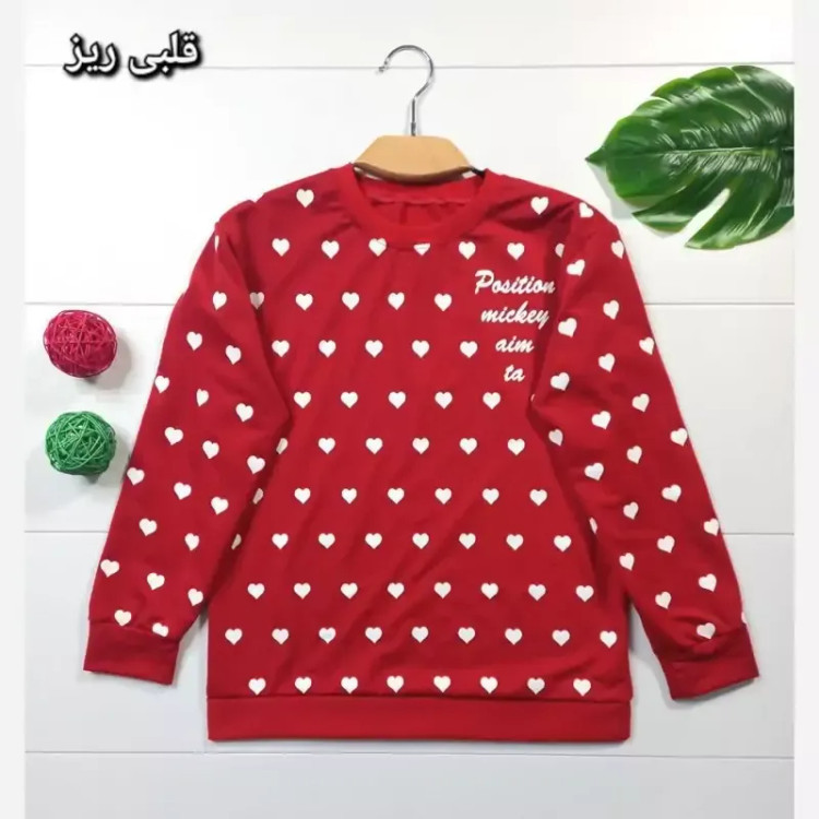 بلوز زنانه یقه گرد قرمز جنس پنبه پلی استر مناسب سایز 38 تا 44