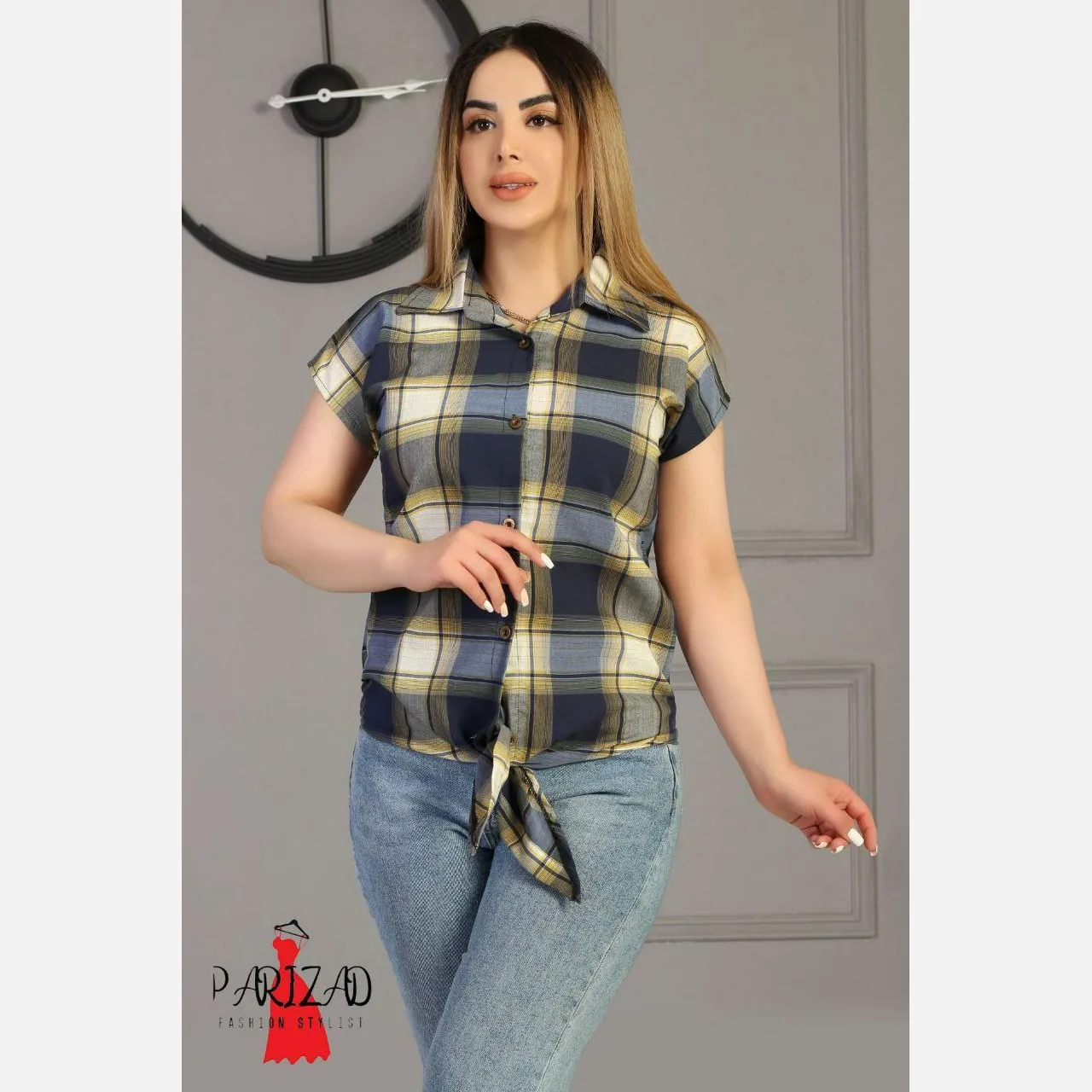 شومیز زنانه گرهی نخی چهارفصل سایز لارج و ایکس لارج