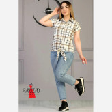 شومیز زنانه گرهی نخی چهارفصل سایز لارج و ایکس لارج