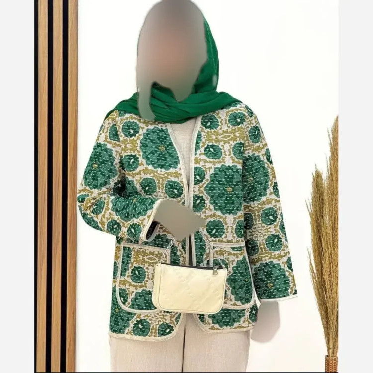 کت زنانه طرح گل جنس تافته فری سایز