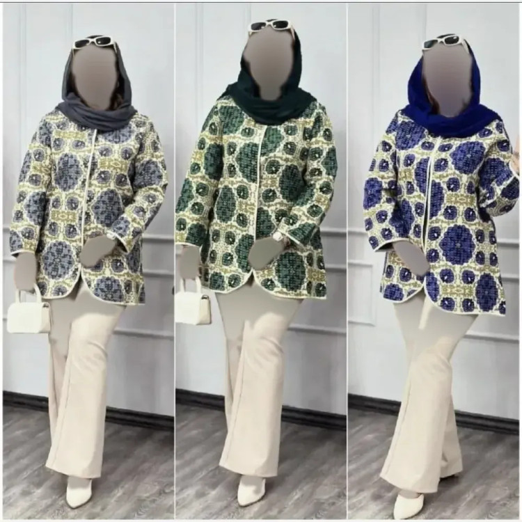 کت زنانه طرح گل جنس تافته فری سایز