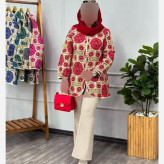 کت زنانه طرح گل جنس تافته فری سایز