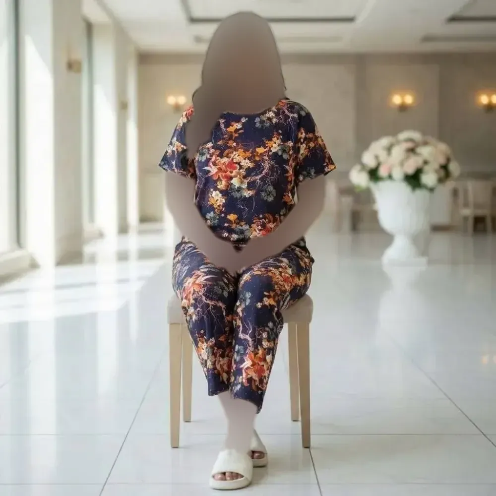 ست زنانه نخی نگین دار فری سایز مدل قواره دار
