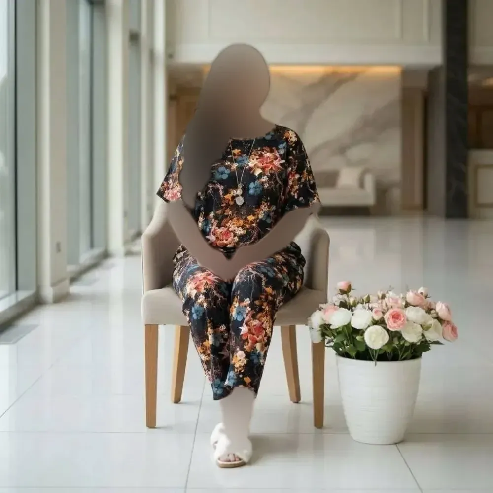 ست زنانه نخی نگین دار فری سایز مدل قواره دار