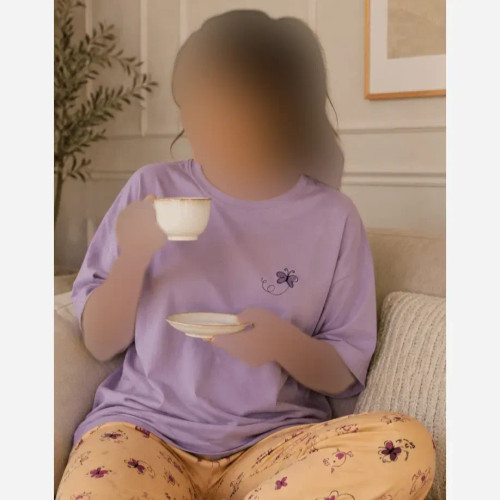 ست تیشرت و شلوار راحتی زنانه طرح عروسکی قواره بزرگ فری سایز