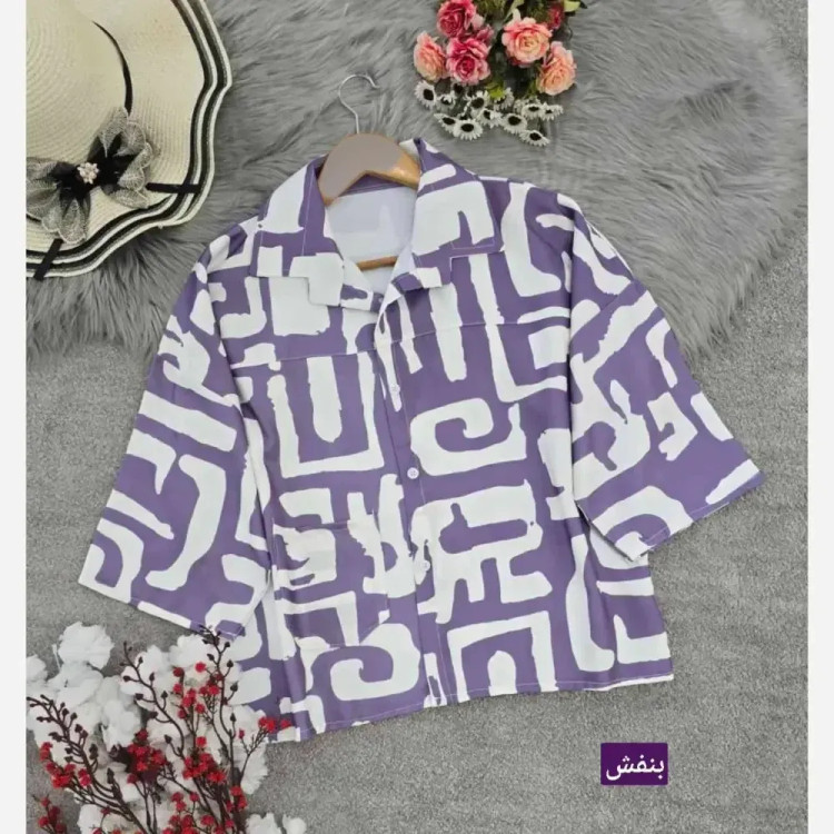 شومیز باکسی طرحدار مدل نیمه کیمونو جنس سوفیا ژاکارد فری سایز