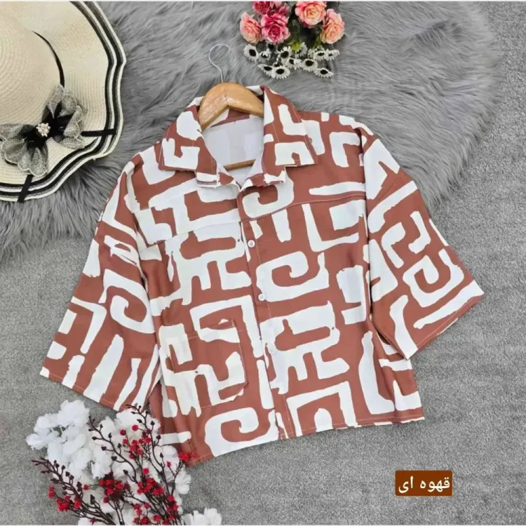 شومیز باکسی طرحدار مدل نیمه کیمونو جنس سوفیا ژاکارد فری سایز