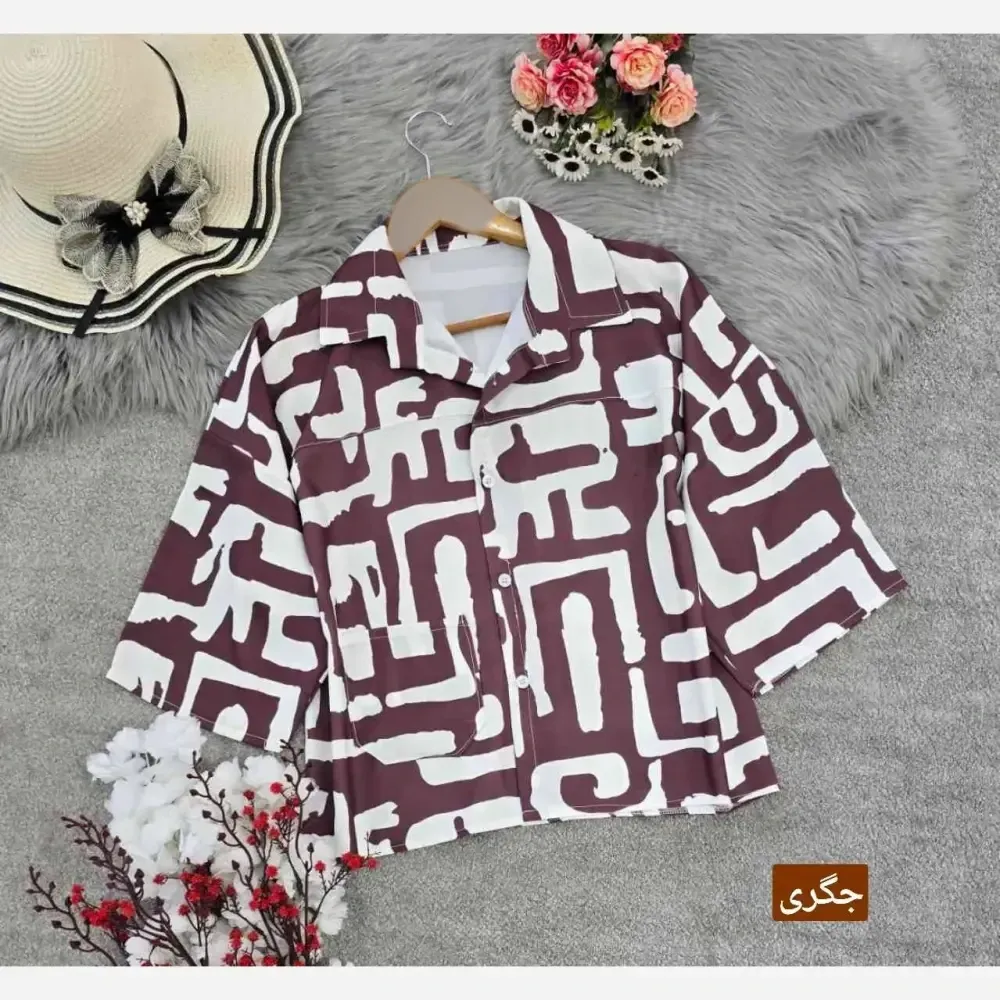 شومیز باکسی طرحدار مدل نیمه کیمونو جنس سوفیا ژاکارد فری سایز