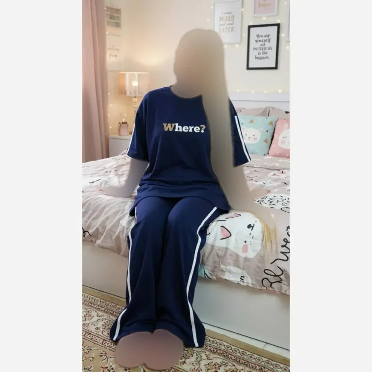 ست تیشرت و شلوار زنانه طرح Where جنس گلکسی فری سایز