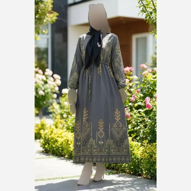 پیراهن کتیبه کلوش زنانه جنس بوگاتی فری سایز بلند و ماکسی
