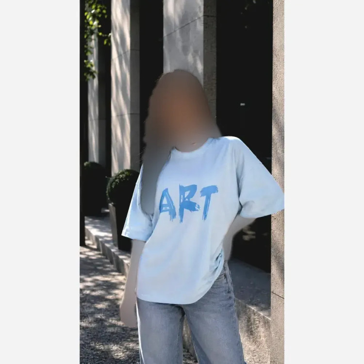 تیشرت باکسی زنانه طرح ART جنس پنبه 100٪ فری سایز اورسایز