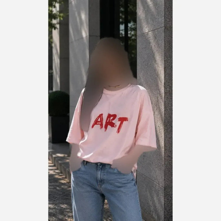 تیشرت باکسی زنانه طرح ART جنس پنبه 100٪ فری سایز اورسایز