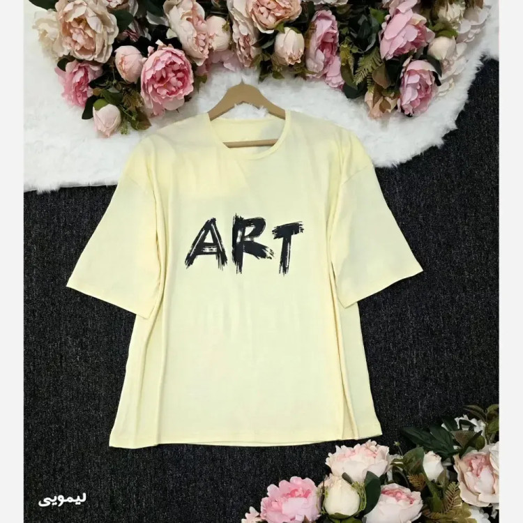 تیشرت باکسی زنانه طرح ART جنس پنبه 100٪ فری سایز اورسایز
