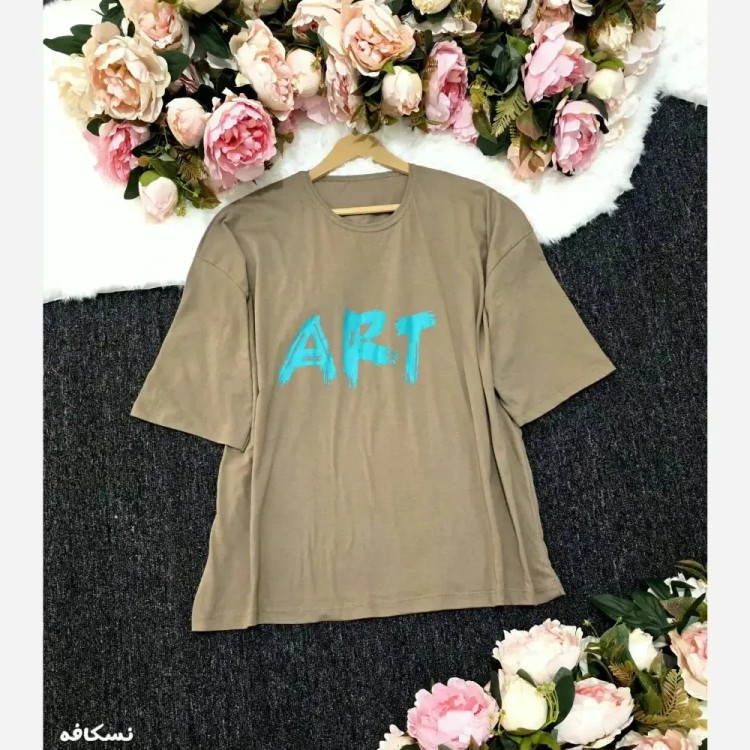 تیشرت باکسی زنانه طرح ART جنس پنبه 100٪ فری سایز اورسایز