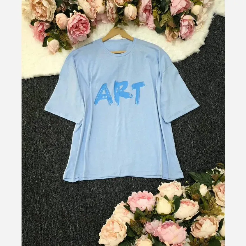 تیشرت باکسی زنانه طرح ART جنس پنبه 100٪ فری سایز اورسایز