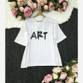 تیشرت باکسی زنانه طرح ART جنس پنبه 100٪ فری سایز اورسایز