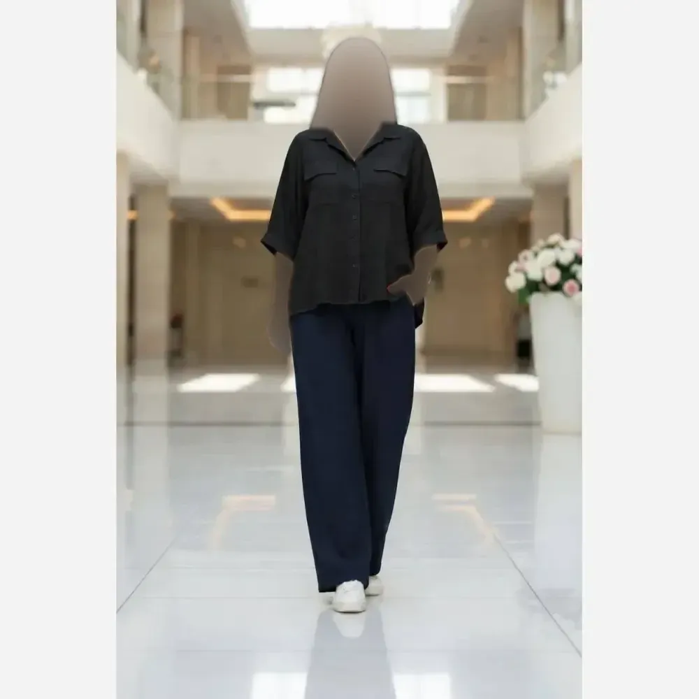 شومیز مانتویی نخی زنانه تابستانه فری سایز