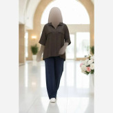 شومیز مانتویی نخی زنانه تابستانه فری سایز