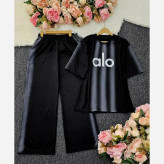 ست تیشرت و شلوار زنانه طرح alo جنس گلکسی نخ پنبه سایز فری 38 تا 48