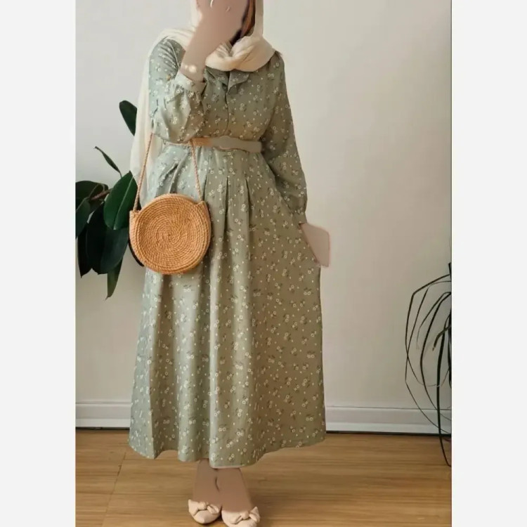پیراهن زنانه جان جنس دورس سه نخ گرم بالا فری سایز با کمربند