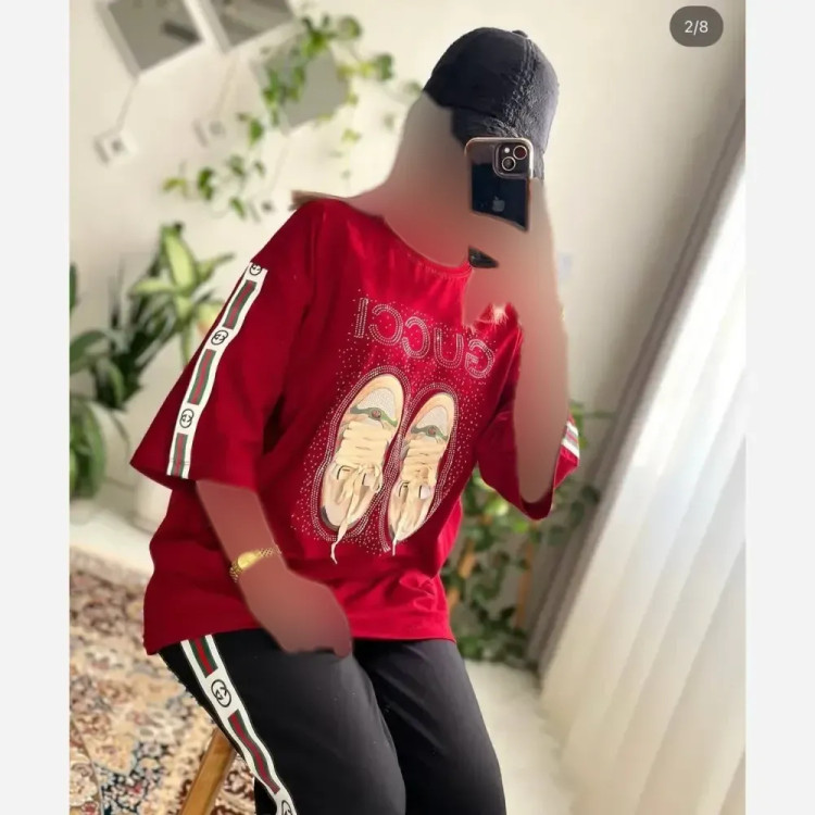 ست تیشرت و شلوار زنانه جنس دورس گلکسی فری سایز مناسب 36 تا 48
