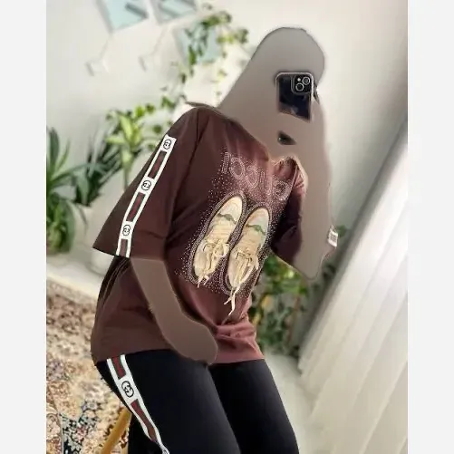 ست تیشرت و شلوار زنانه جنس دورس گلکسی فری سایز مناسب 36 تا 48