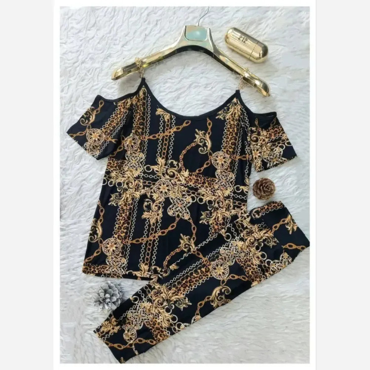 ست تاپ و شلوارک زنانه مدل تینا جنس فلامنت کشی سایز فری 38 تا 46