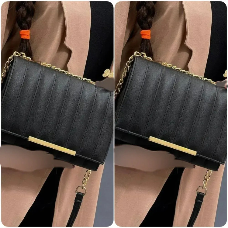 کیف چرم لنسر رنگ مشکی ابعاد 23 در 14 سانتیمتر