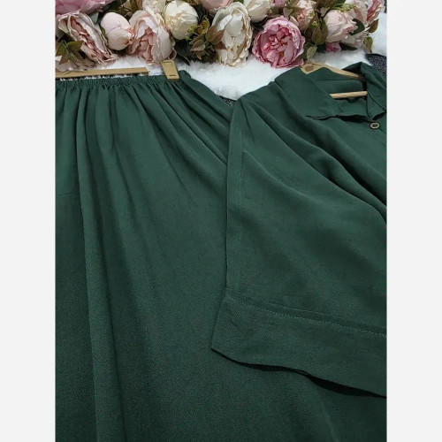 ست شومیز و دامن زنانه نخی فری سایز مدل حنانه