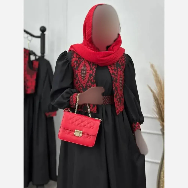 پیراهن زنانه مدل نارسیس جنس تافته سوزن دوزی و کرپ اندونزی فری سایز 36 تا 46