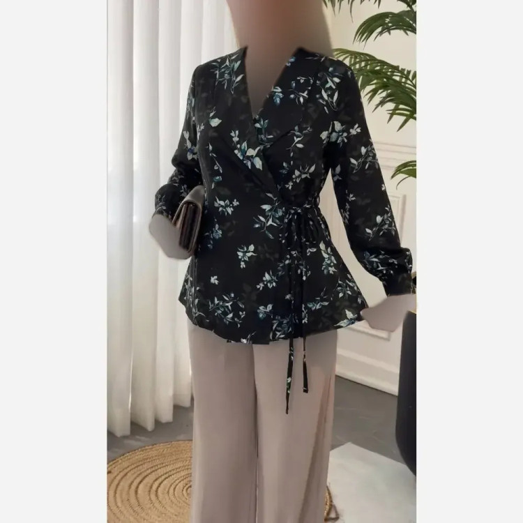 شومیز زنانه مدل چپ و راستی فری سایز جنس الیزه و کرپ حریر