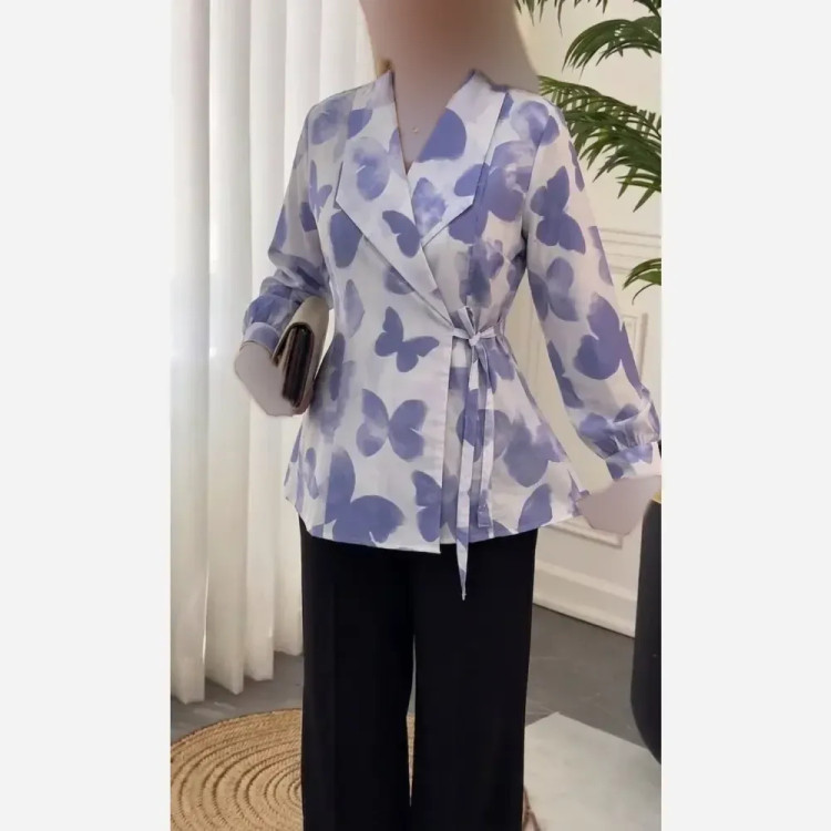شومیز زنانه مدل چپ و راستی فری سایز جنس الیزه و کرپ حریر