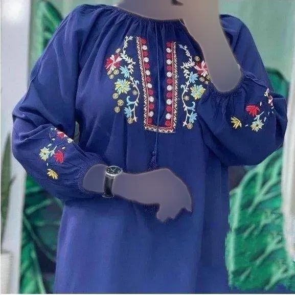 شومیز زنانه گلدوزی شده مدل مارال جنس شانتون فری سایز