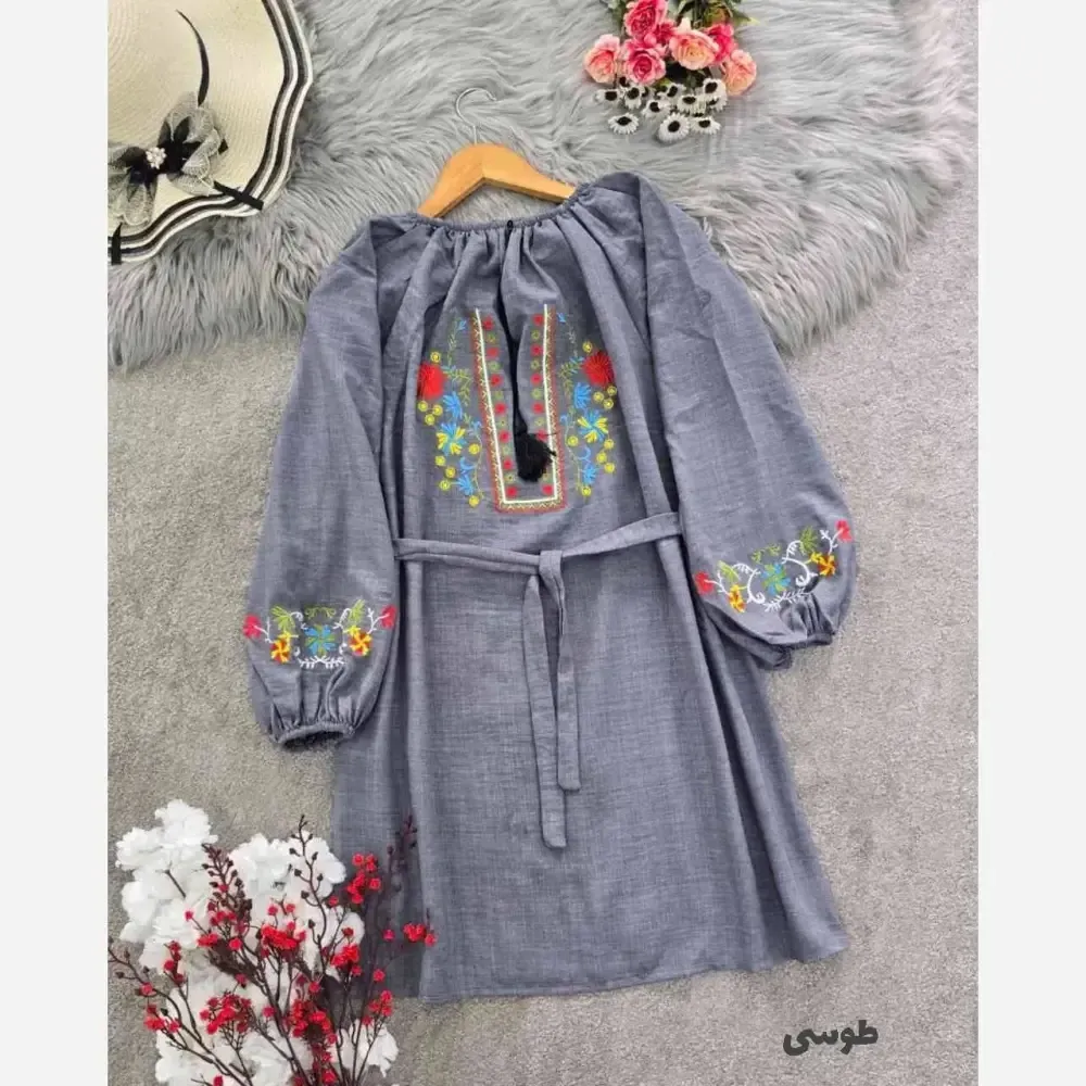 شومیز زنانه گلدوزی شده مدل مارال جنس شانتون فری سایز