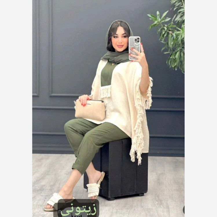 ست شومیز مانتویی و شلوار لنین نچرال و تترون بروجرد فری سایز