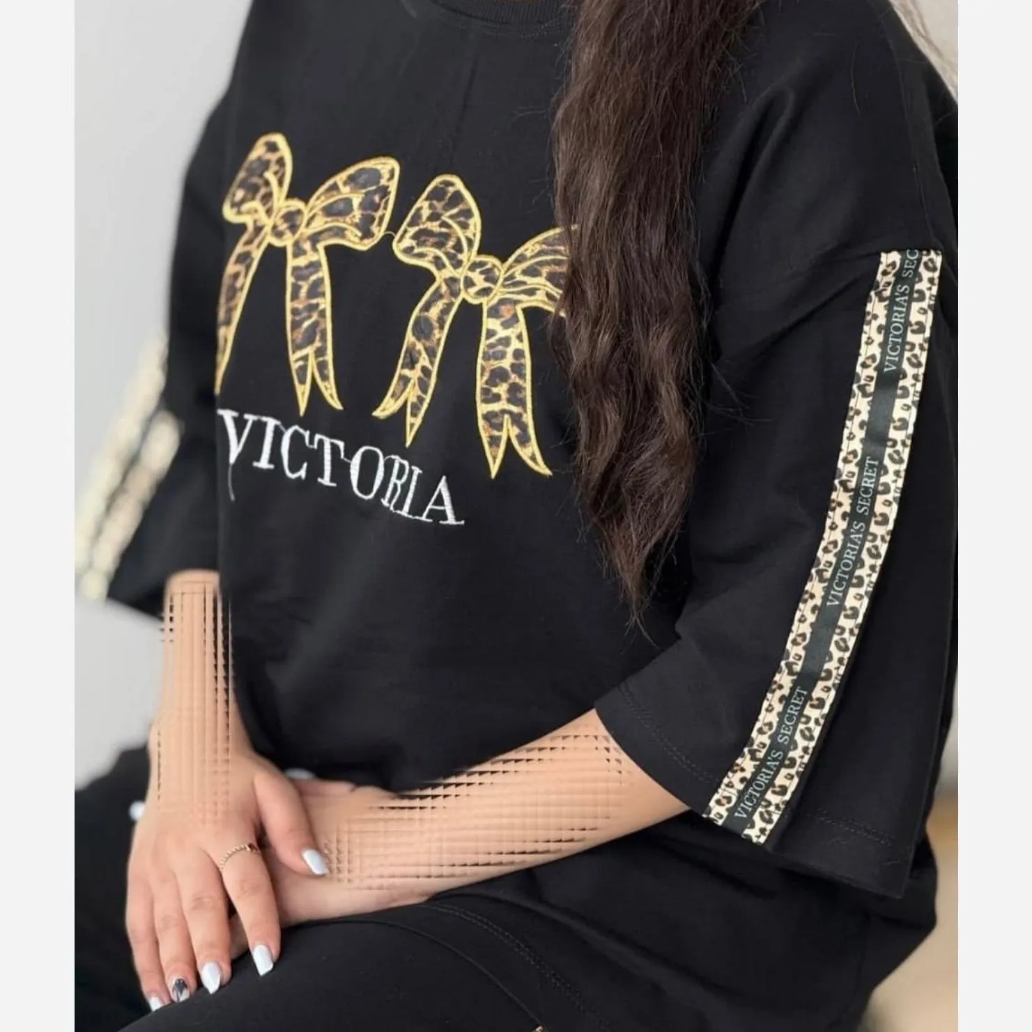 ست تیشرت شلوار زنانه VICTORIC جنس پنبه گلکسی سایز فری سایز 36 تا 46